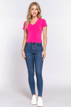 Load image into Gallery viewer, Short Sleeve V-neck Crop Top: Hgy-Light H.grey / L