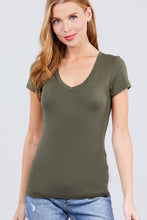 Load image into Gallery viewer, SI-150 FITTED SHORT SLEEVE V-NECK TOP: Taupe-416 / S