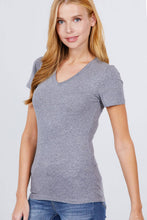 Load image into Gallery viewer, SI-150 FITTED SHORT SLEEVE V-NECK TOP: Taupe-416 / S