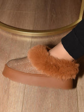 Load image into Gallery viewer, Bling Platform Fur Booties (chestnut)