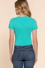 Load image into Gallery viewer, Short Sleeve V-neck Crop Top: Oat-Oatmeal / L