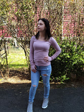 Load image into Gallery viewer, Mauve Long Sleeve Ribbed Shirt