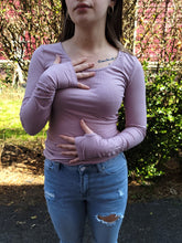 Load image into Gallery viewer, Mauve Long Sleeve Ribbed Shirt