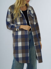 Load image into Gallery viewer, Plaid Collared Neck Long Sleeve Coat
