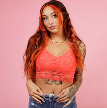Load image into Gallery viewer, Juliette Deluxe Racerback Lace Bralette - Coral
