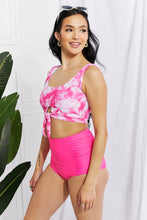 Load image into Gallery viewer, Sanibel Crop Swim Top and Ruched Bottoms Set (Pink)