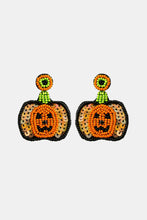Load image into Gallery viewer, Pumpkin Shape Beaded Dangle Earrings
