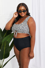 Load image into Gallery viewer, Sanibel Crop Swim Top and Ruched Bottoms Set (Black)
