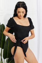 Load image into Gallery viewer, Salty Air Puff Sleeve One-Piece (Black)