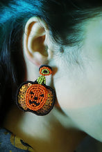 Load image into Gallery viewer, Pumpkin Shape Beaded Dangle Earrings