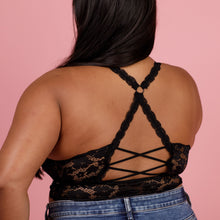 Load image into Gallery viewer, Juliette Deluxe Racerback Lace Bralette - Black