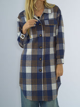 Load image into Gallery viewer, Plaid Collared Neck Long Sleeve Coat