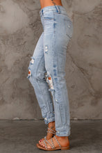 Load image into Gallery viewer, Distressed Straight Fit Denim