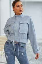 Load image into Gallery viewer, Band Collar Long Sleeve Pocketed Jacket