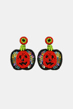 Load image into Gallery viewer, Pumpkin Shape Beaded Dangle Earrings