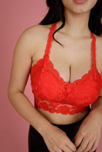 Load image into Gallery viewer, Juliette Deluxe Racerback Lace Bralette - Red