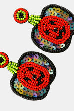 Load image into Gallery viewer, Pumpkin Shape Beaded Dangle Earrings