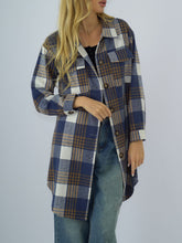 Load image into Gallery viewer, Plaid Collared Neck Long Sleeve Coat