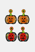 Load image into Gallery viewer, Pumpkin Shape Beaded Dangle Earrings