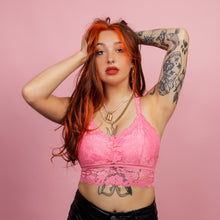 Load image into Gallery viewer, Juliette Deluxe Racerback Lace Bralette - Pink