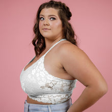 Load image into Gallery viewer, Juliette Deluxe Racerback Lace Bralette - White