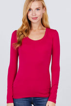 Load image into Gallery viewer, SI-16968 FITTED LONG SLEEVE SCOOP NECK TOP: NVY-true navy-117939 / L
