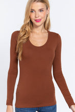 Load image into Gallery viewer, SI-16968 FITTED LONG SLEEVE SCOOP NECK TOP: NVY-true navy-117939 / M
