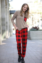 Load image into Gallery viewer, SI-21625 2pc Christmas Plaid Loungewear Set: BLACK-124077 / S
