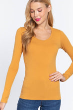Load image into Gallery viewer, SI-16968 FITTED LONG SLEEVE SCOOP NECK TOP: NVY-true navy-117939 / S
