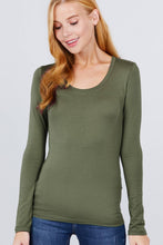 Load image into Gallery viewer, SI-16968 FITTED LONG SLEEVE SCOOP NECK TOP: NVY-true navy-117939 / M
