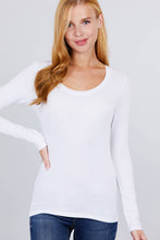 Load image into Gallery viewer, SI-16968 FITTED LONG SLEEVE SCOOP NECK TOP: NVY-true navy-117939 / M
