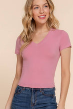 Load image into Gallery viewer, Short Sleeve V-neck Crop Top: Hgy-Light H.grey / M
