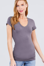 Load image into Gallery viewer, SI-150 FITTED SHORT SLEEVE V-NECK TOP: Taupe-416 / S

