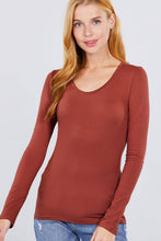 Load image into Gallery viewer, SI-16968 FITTED LONG SLEEVE SCOOP NECK TOP: NVY-true navy-117939 / L
