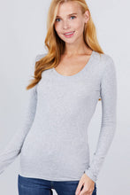Load image into Gallery viewer, SI-16968 FITTED LONG SLEEVE SCOOP NECK TOP: NVY-true navy-117939 / M

