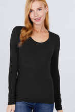 Load image into Gallery viewer, SI-16968 FITTED LONG SLEEVE SCOOP NECK TOP: NVY-true navy-117939 / M
