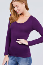 Load image into Gallery viewer, SI-16968 FITTED LONG SLEEVE SCOOP NECK TOP: NVY-true navy-117939 / M
