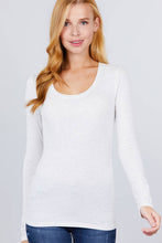 Load image into Gallery viewer, SI-16968 FITTED LONG SLEEVE SCOOP NECK TOP: NVY-true navy-117939 / S
