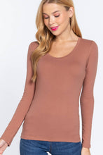 Load image into Gallery viewer, SI-16968 FITTED LONG SLEEVE SCOOP NECK TOP: NVY-true navy-117939 / M
