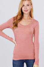 Load image into Gallery viewer, SI-16968 FITTED LONG SLEEVE SCOOP NECK TOP: NVY-true navy-117939 / L
