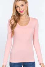 Load image into Gallery viewer, SI-16968 FITTED LONG SLEEVE SCOOP NECK TOP: NVY-true navy-117939 / M
