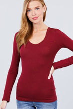 Load image into Gallery viewer, SI-16968 FITTED LONG SLEEVE SCOOP NECK TOP: NVY-true navy-117939 / L
