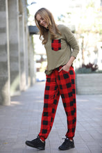 Load image into Gallery viewer, SI-21625 2pc Christmas Plaid Loungewear Set: BLACK-124077 / S
