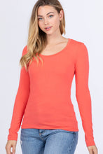 Load image into Gallery viewer, SI-16968 FITTED LONG SLEEVE SCOOP NECK TOP: NVY-true navy-117939 / L
