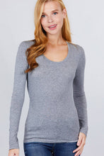 Load image into Gallery viewer, SI-16968 FITTED LONG SLEEVE SCOOP NECK TOP: NVY-true navy-117939 / L
