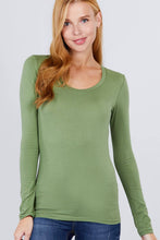 Load image into Gallery viewer, SI-16968 FITTED LONG SLEEVE SCOOP NECK TOP: NVY-true navy-117939 / M
