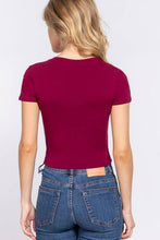 Load image into Gallery viewer, Short Sleeve V-neck Crop Top: Hgy-Light H.grey / M

