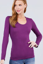 Load image into Gallery viewer, SI-16968 FITTED LONG SLEEVE SCOOP NECK TOP: NVY-true navy-117939 / M
