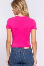 Load image into Gallery viewer, Short Sleeve V-neck Crop Top: Hgy-Light H.grey / M
