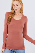 Load image into Gallery viewer, SI-16968 FITTED LONG SLEEVE SCOOP NECK TOP: NVY-true navy-117939 / M
